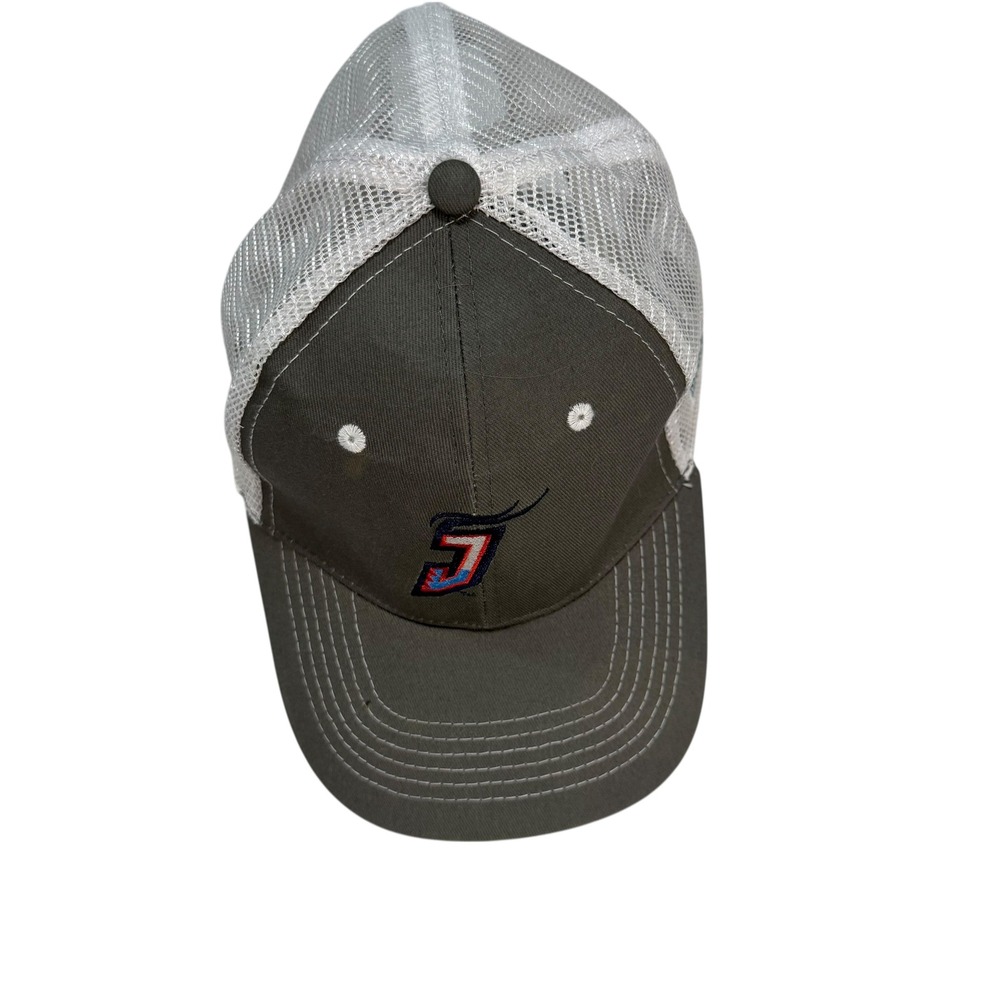 Gray White Mesh Trucker Hat Metal Heads Embroidered J Logo Destroyer Rocks